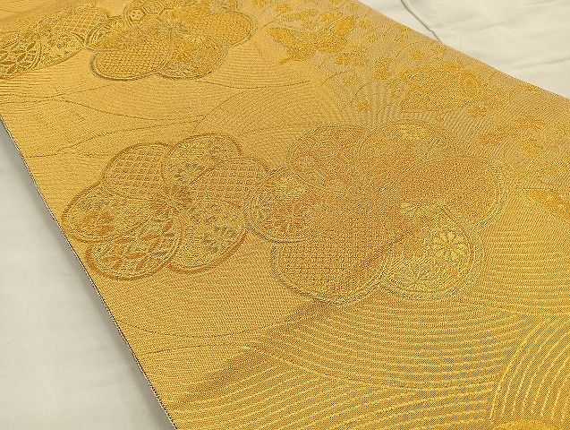 平和屋着物●佐賀錦 六通柄袋帯 流水花蝶文 金糸 逸品 BAAK2673ea