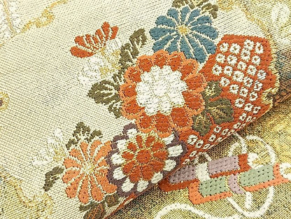 平和屋着物●六通柄袋帯 唐織 献上秀宝文 金糸 逸品 BAAK2669ea