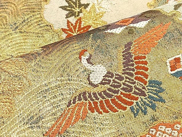 平和屋着物●六通柄袋帯 唐織 献上秀宝文 金糸 逸品 BAAK2669ea