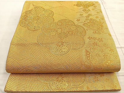 平和屋着物●佐賀錦 六通柄袋帯 流水花蝶文 金糸 逸品 BAAK2673ea