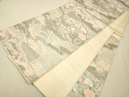 平和屋着物◎六通柄袋帯 王朝秀花文 九百プラチナ箔 逸品 CAAH5689qe