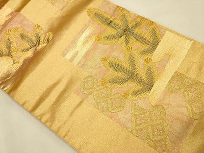 平和屋着物◎六通柄袋帯 色紙重ね松葉文 金糸 逸品 CAAI9607qe