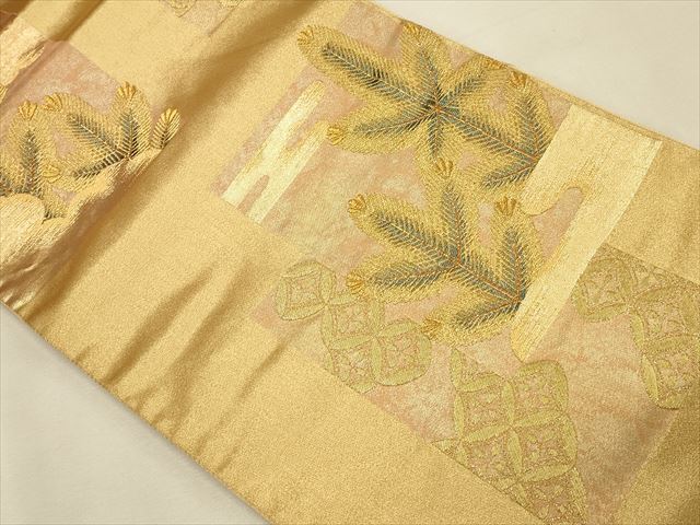 平和屋着物◎六通柄袋帯 色紙重ね松葉文 金糸 逸品 CAAI9607qe