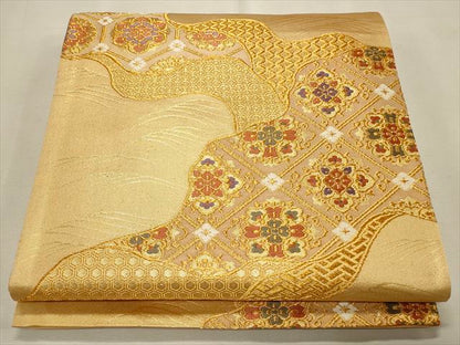 平和屋着物◎六通柄袋帯 流水天井花文 金糸 逸品 CAAI9630qe