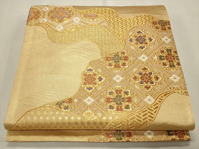 平和屋着物◎六通柄袋帯 流水天井花文 金糸 逸品 CAAI9630qe