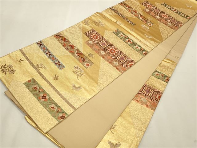 平和屋着物◎六通柄袋帯 蜀江花文 金糸 逸品 CAAI9629qe