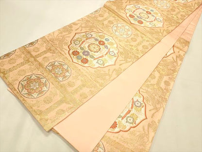 平和屋着物◎六通柄袋帯 向かい鳥花唐草文 金糸 逸品 CAAI9628qe