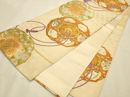 平和屋着物◎六通柄袋帯 鏡裏草花文 金糸 逸品 CAAI9608qe