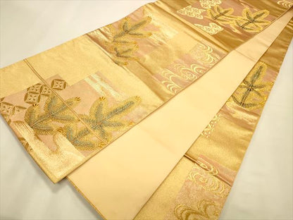 平和屋着物◎六通柄袋帯 色紙重ね松葉文 金糸 逸品 CAAI9607qe