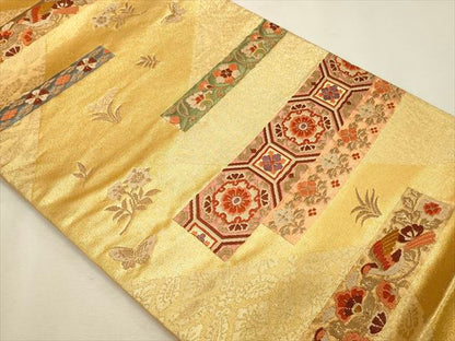 平和屋着物◎六通柄袋帯 蜀江花文 金糸 逸品 CAAI9629qe