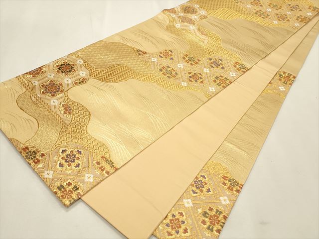 平和屋着物◎六通柄袋帯 流水天井花文 金糸 逸品 CAAI9630qe