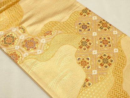 平和屋着物◎六通柄袋帯 流水天井花文 金糸 逸品 CAAI9630qe