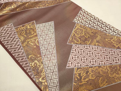 平和屋着物◎六通柄袋帯 花蝶文 金糸 逸品 CAAI9633qe