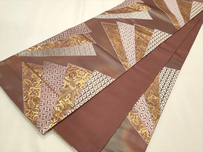 平和屋着物◎六通柄袋帯 花蝶文 金糸 逸品 CAAI9633qe