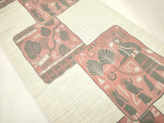 平和屋着物◎六通柄袋帯 色紙重ね人物文 逸品 CAAG6687ou