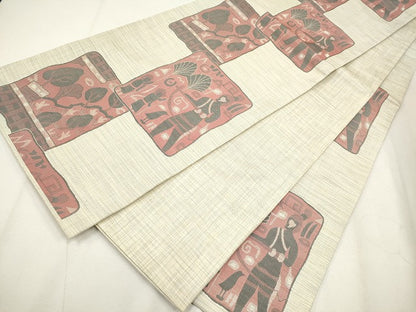 平和屋着物◎六通柄袋帯 色紙重ね人物文 逸品 CAAG6687ou