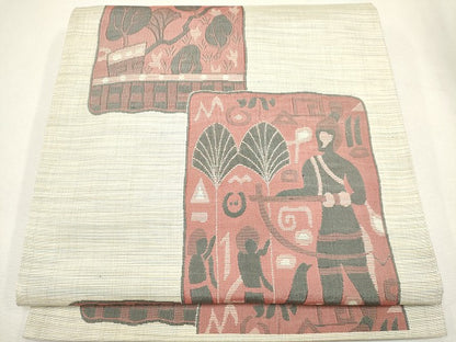 平和屋着物◎六通柄袋帯 色紙重ね人物文 逸品 CAAG6687ou