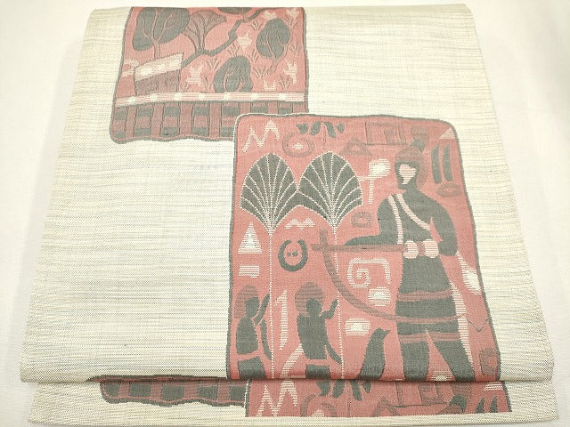 平和屋着物◎六通柄袋帯 色紙重ね人物文 逸品 CAAG6687ou