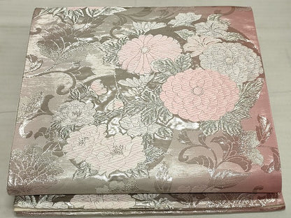 平和屋着物◎六通柄袋帯 草花丸文 銀糸 逸品 CAAG6731ou