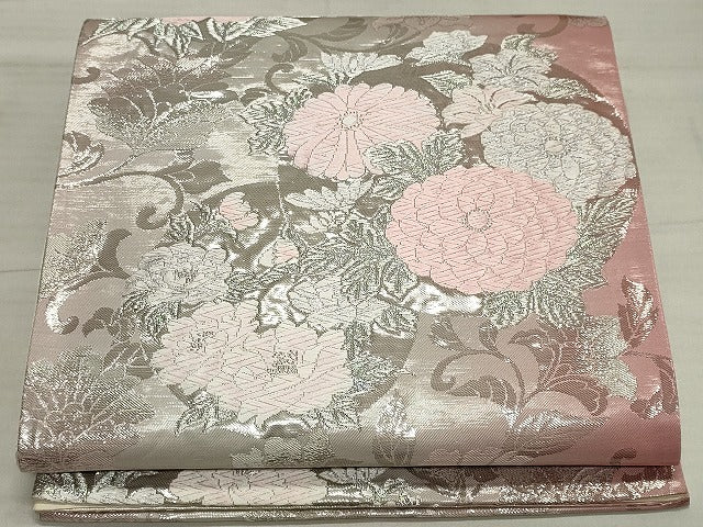 平和屋着物◎六通柄袋帯 草花丸文 銀糸 逸品 CAAG6731ou