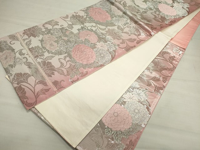 平和屋着物◎六通柄袋帯 草花丸文 銀糸 逸品 CAAG6731ou