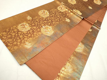 平和屋着物◎六通柄袋帯 草花丸文 金糸 引箔 逸品 CAAG6720ou