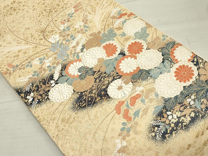 平和屋着物◎六通柄袋帯 草花文 金糸 逸品 CAAG6734ou
