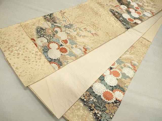 平和屋着物◎六通柄袋帯 草花文 金糸 逸品 CAAG6734ou