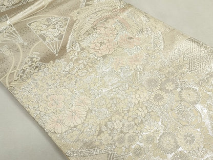 平和屋着物◎六通柄袋帯 鳳凰草花文 銀糸 逸品 CAAI6009ou
