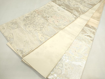 平和屋着物◎六通柄袋帯 鳳凰草花文 銀糸 逸品 CAAI6009ou