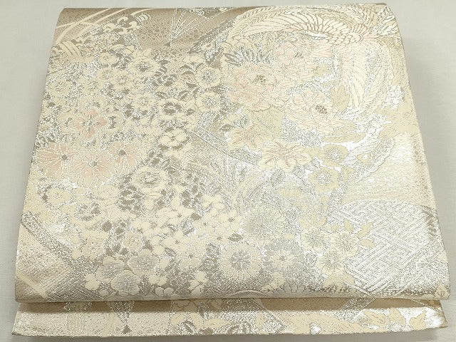 平和屋着物◎六通柄袋帯 鳳凰草花文 銀糸 逸品 CAAI6009ou
