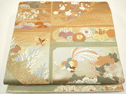 平和屋着物◎六通柄袋帯 鳳凰花蝶文 金糸 逸品 CAAI6039ou