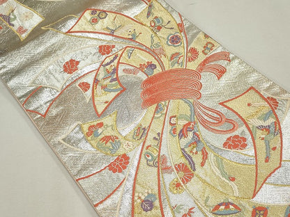 平和屋着物◎本佐賀錦 六通柄袋帯 束ね熨斗鳳凰草花文 金銀糸 逸品 CAAI6026ou