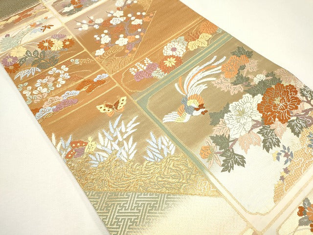 平和屋着物◎六通柄袋帯 鳳凰花蝶文 金糸 逸品 CAAI6039ou