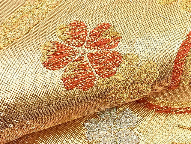 平和屋着物●六通柄袋帯 唐織 光琳松花文 金銀糸 逸品 BAAK6666ea
