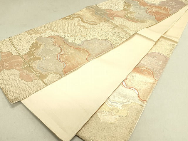 平和屋着物◎六通柄袋帯 瑞晶錦 道長花唐草文 逸品 DAAI4127yyy