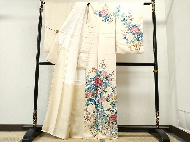 平和屋着物■訪問着　刺繍　牡丹花文　逸品　CAAI8348yc