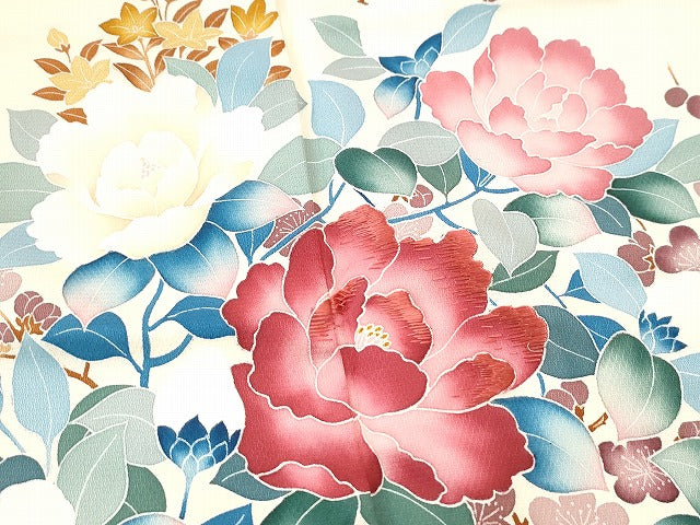平和屋着物■訪問着　刺繍　牡丹花文　逸品　CAAI8348yc