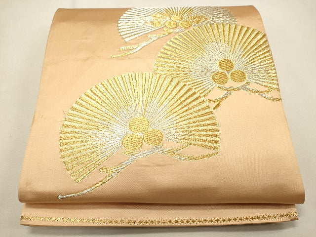 平和屋着物◎六通柄袋帯 松 金銀糸 逸品 CAAI0391oy