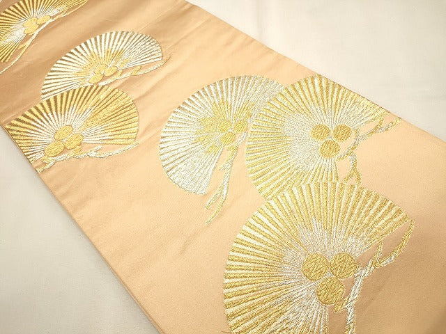 平和屋着物◎六通柄袋帯 松 金銀糸 逸品 CAAI0391oy