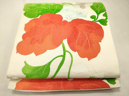 平和屋着物◎六通柄袋帯 枝花文 銀糸 逸品 CAAJ9603oy