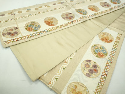 平和屋着物◎六通柄袋帯　草花丸文　金糸　逸品　CAAI3680ku