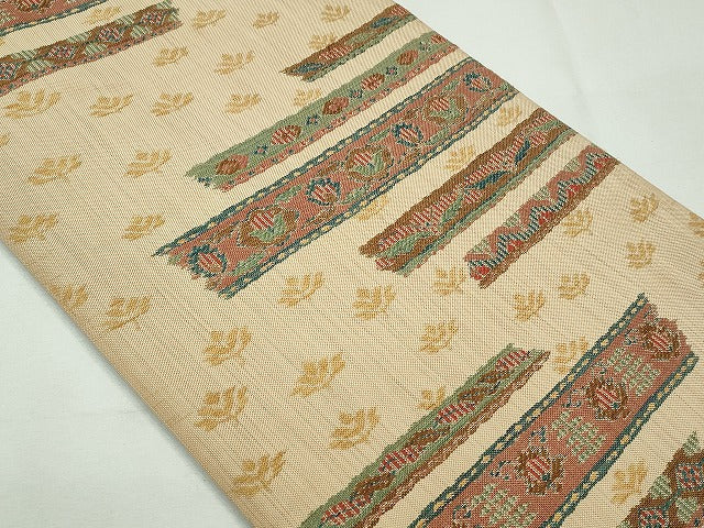 平和屋着物◎六通柄本袋帯 吉祥花文 逸品 CAAI3667ku