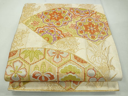 平和屋着物◎佐賀錦 六通柄袋帯 地紙草花文 金糸 逸品 CAAI3679ku