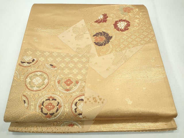 平和屋着物◎六通柄袋帯 色紙重ね花唐草文 金糸 逸品 CAAI3677ku