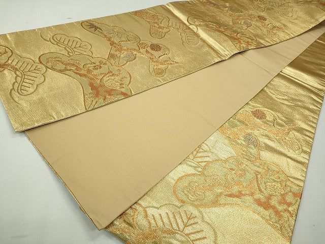 平和屋着物◎六通柄袋帯 飛鶴枝花文 金糸 逸品 CAAI3708ku