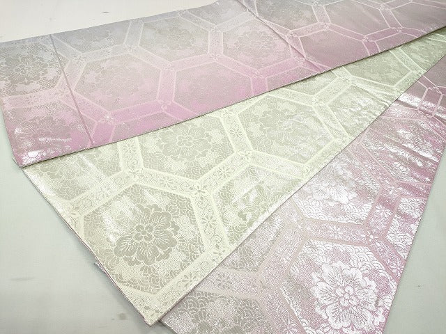 平和屋着物◎両面 全通柄袋帯 亀甲花文 金糸 逸品 CAAI3707ku