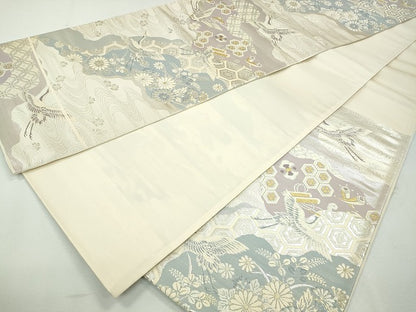 平和屋着物◎六通柄袋帯 流水飛鶴吉祥文 金銀糸 逸品 CAAI3697ku
