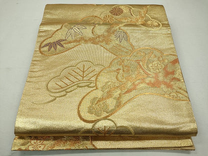 平和屋着物◎六通柄袋帯 飛鶴枝花文 金糸 逸品 CAAI3708ku