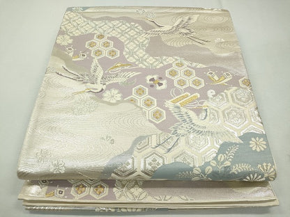 平和屋着物◎六通柄袋帯 流水飛鶴吉祥文 金銀糸 逸品 CAAI3697ku